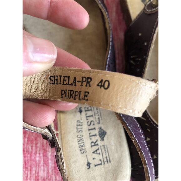 L'artiste Spring Purple Strappy Sandals Leather Shoes Flower EUR 40 / US 9.5 - Picture 9 of 9